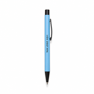 Caneta de corpo liso azul-claro com aplicação ilustrativa Sua logo aqui.