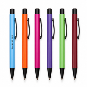Canetas de corpo liso em azul-claro, laranja, rosa, roxo, verde e vinho.