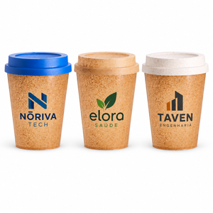Copo Fibra de Coco 350ml — exemplos ilustrativos de personalização
