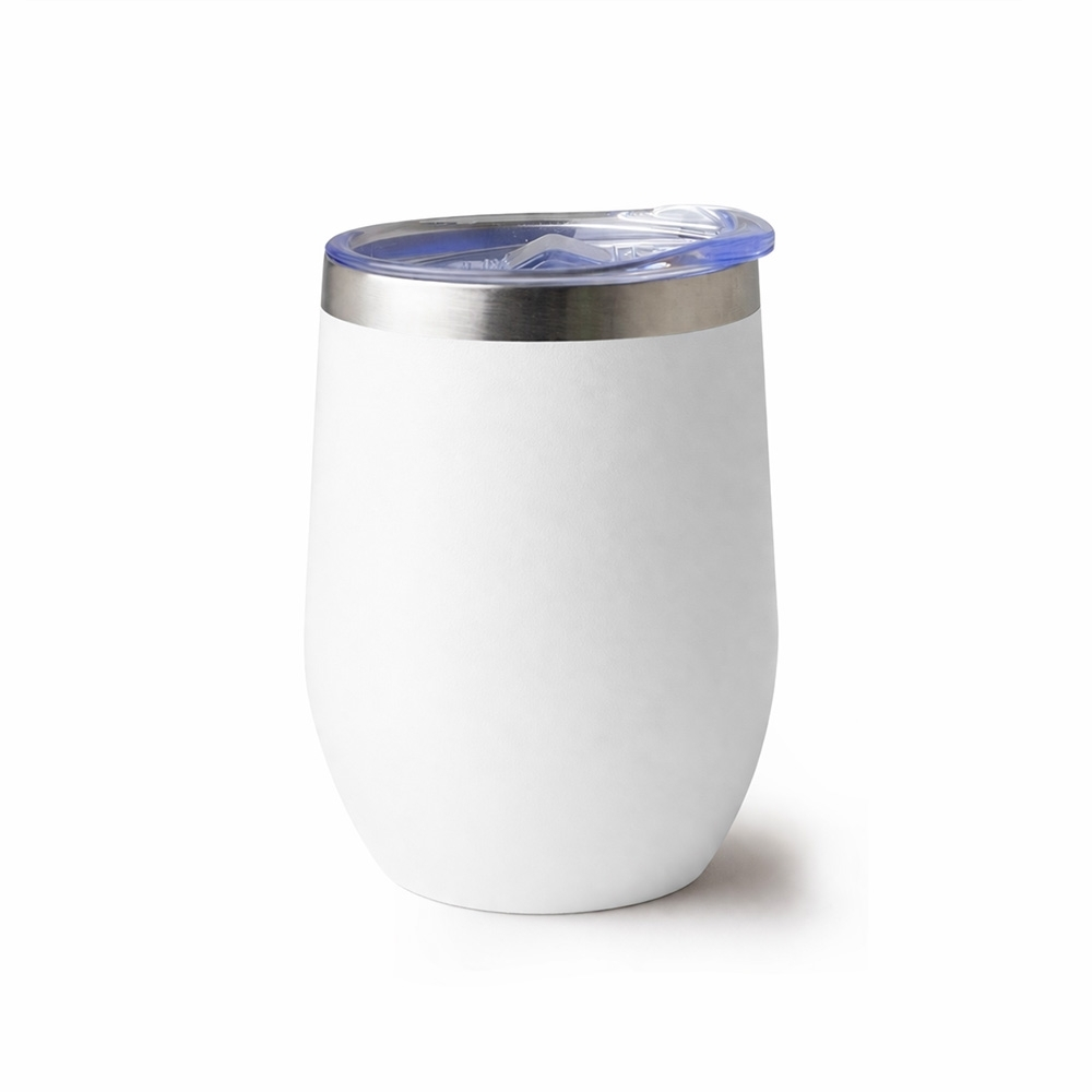 Copo térmico inox 320 ml SKU 14726B Branco com tampa