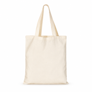 Ecobag de algodão natural sem personalização, com alças longas, sobre fundo branco.