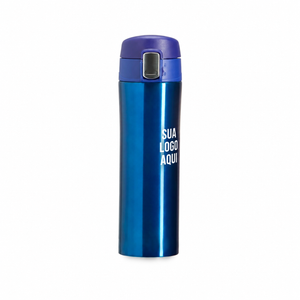 Garrafa térmica 450ml SKU 02087: aplicação ilustrativa lateral.