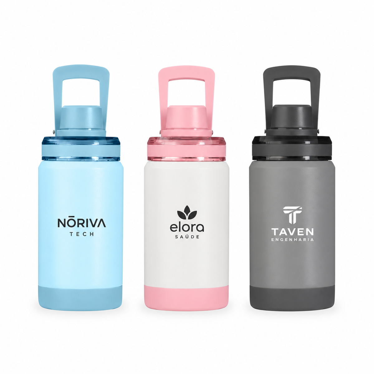 Garrafa térmica 400ml SKU 09181: exemplos ilustrativos de personalização.