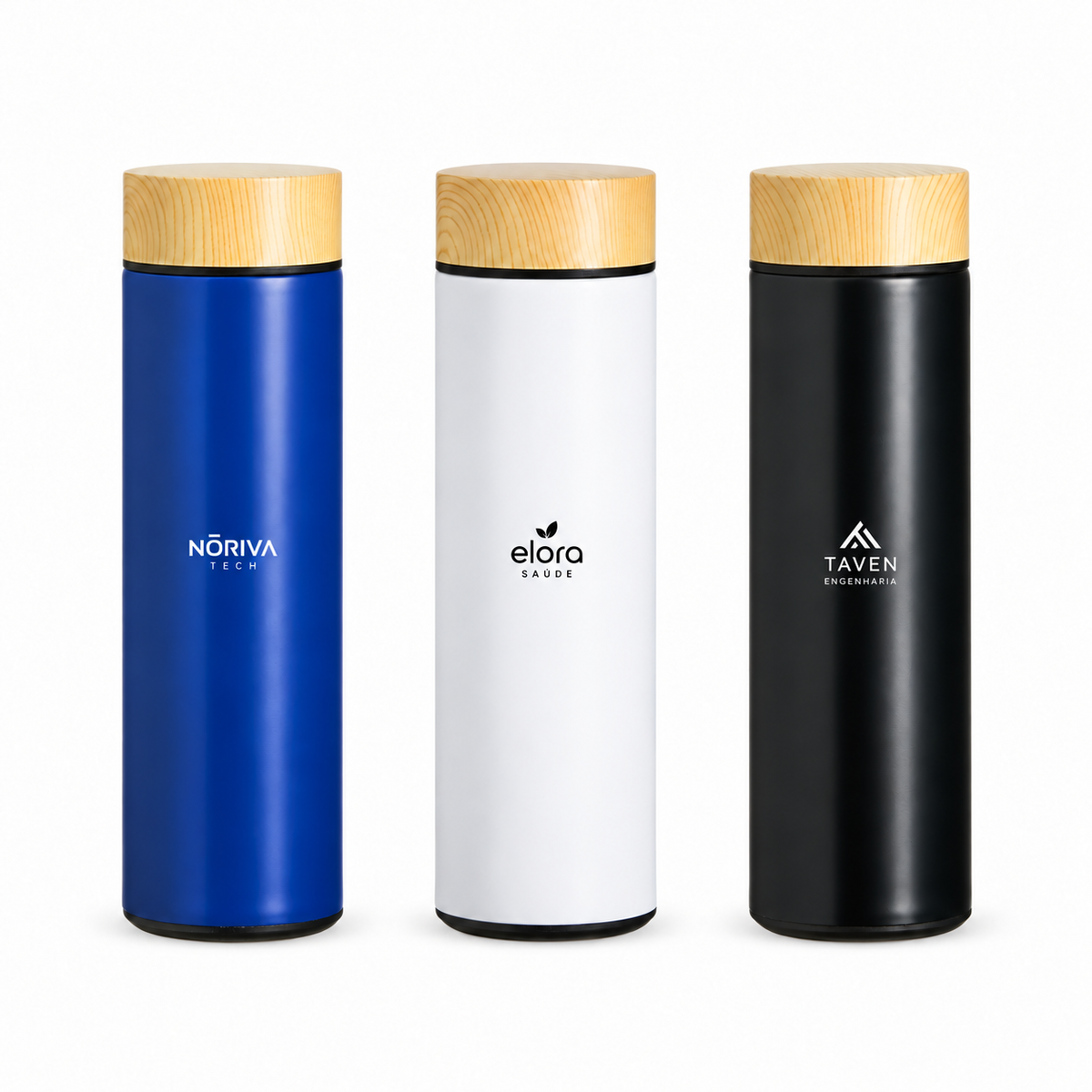 Garrafa térmica 450ml SKU 18833: exemplos ilustrativos de personalização.