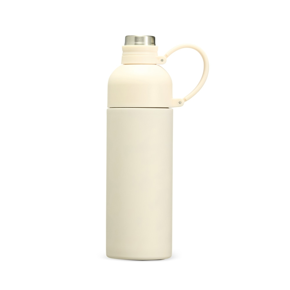 Garrafa térmica 460ml, Creme, sem personalização.