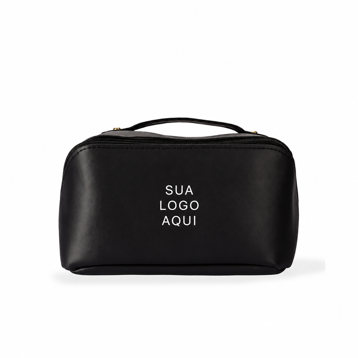 Nécessaire PU com Abertura 180 Graus Personalizada — SKU 08273 — capa com aplicação ilustrativa Sua logo aqui