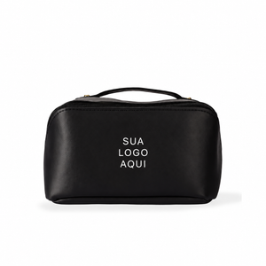 Nécessaire PU com Abertura 180 Graus Personalizada — SKU 08273 — capa com aplicação ilustrativa Sua logo aqui