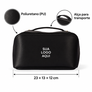 Nécessaire PU com Abertura 180 Graus Personalizada — SKU 08273 — detalhes do produto