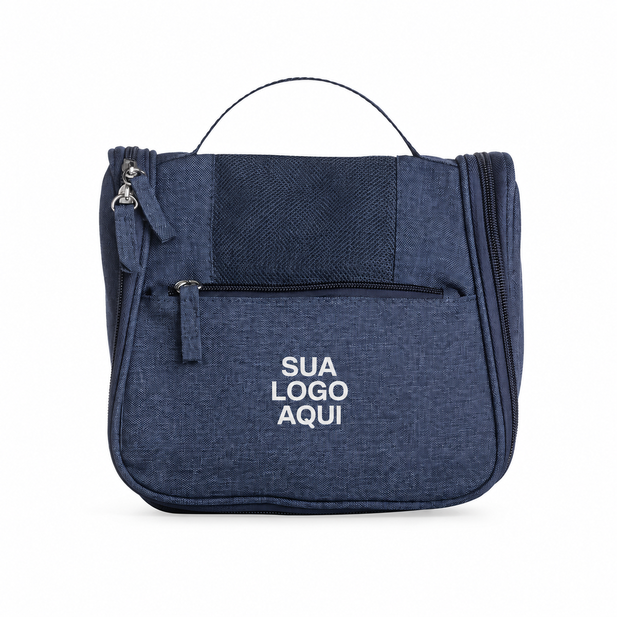 Nécessaire Nylon Oxford Organizadora Personalizada — SKU 18507 — capa com aplicação ilustrativa Sua logo aqui