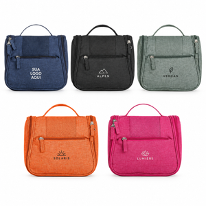 Nécessaire Nylon Oxford Organizadora Personalizada — SKU 18507 — opções de cores com aplicações ilustrativas