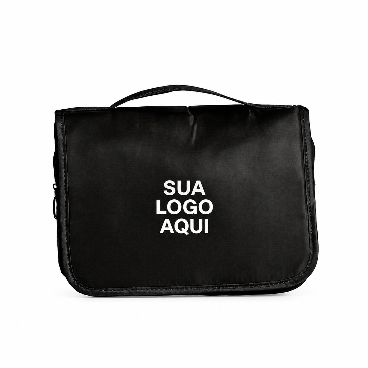 Nécessaire Sarja Travel Personalizada — SKU 18508 — capa com aplicação ilustrativa Sua logo aqui