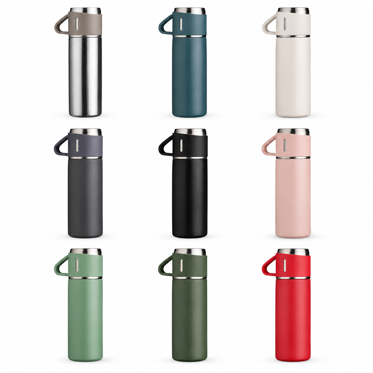 Garrafa Térmica Inox 450ml SKU 18639 — Nove cores disponíveis