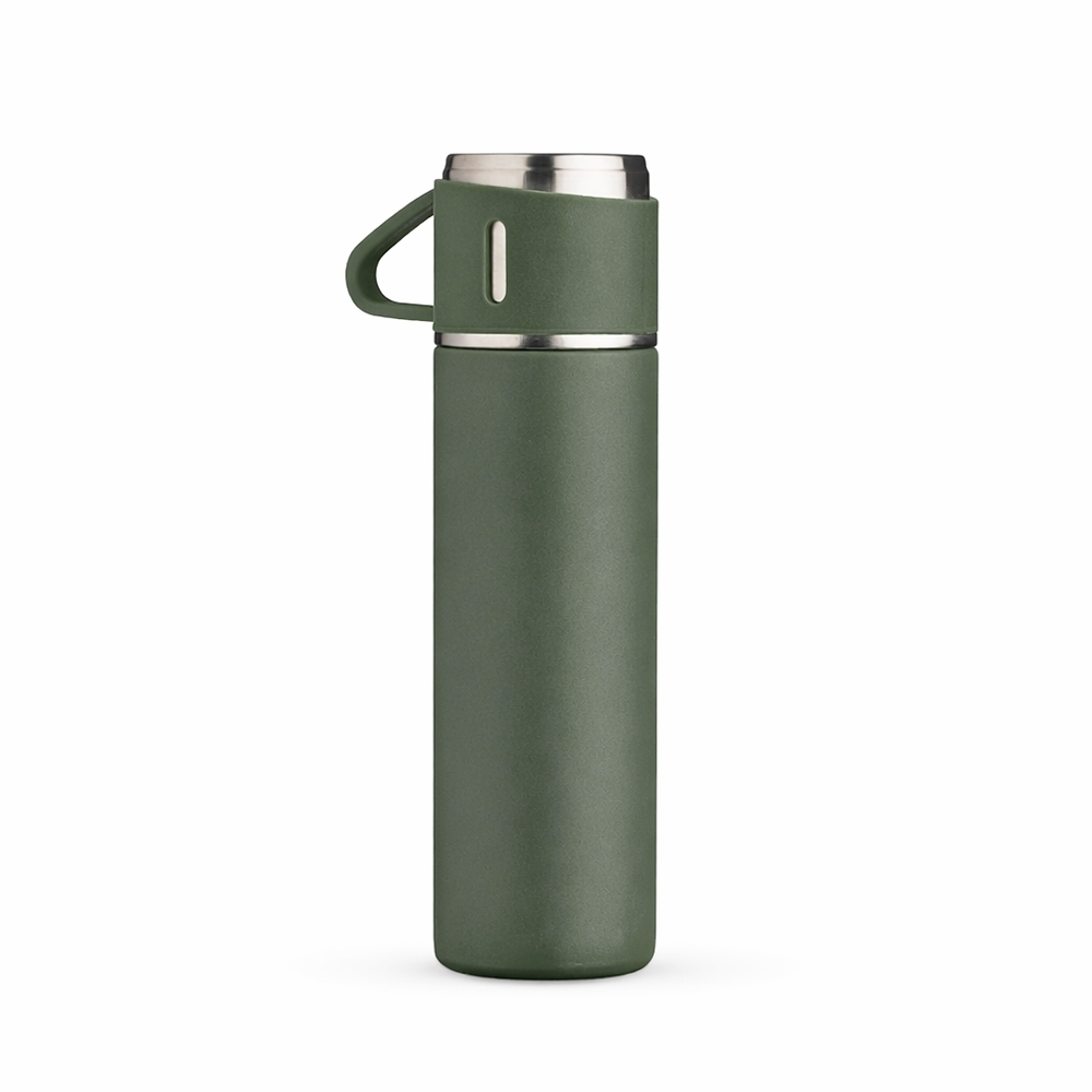 Garrafa Térmica Inox 450ml SKU 18639 — Verde Oliva sem personalização
