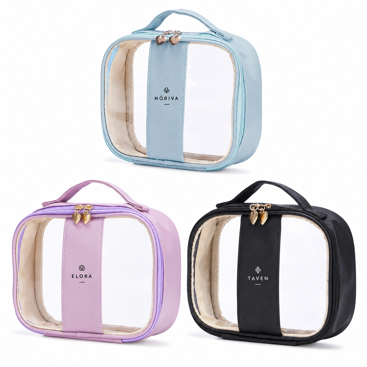 Nécessaire PVC Impermeável Personalizada — SKU 18647M — exemplos ilustrativos de personalização