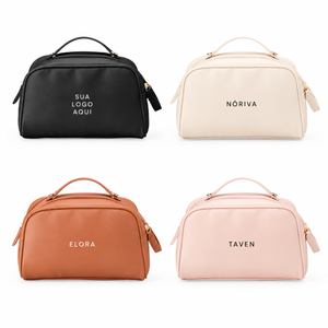Nécessaire PU com Zíper Duplo Personalizada — SKU 18804 — opções de cores com aplicações ilustrativas
