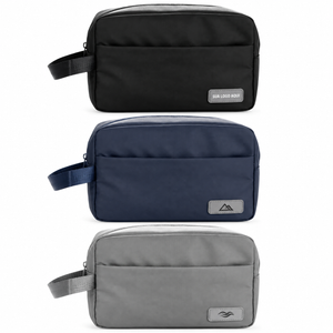 Nécessaire PU com Alça Lateral Personalizada — SKU 19203 — opções de cores com aplicações ilustrativas