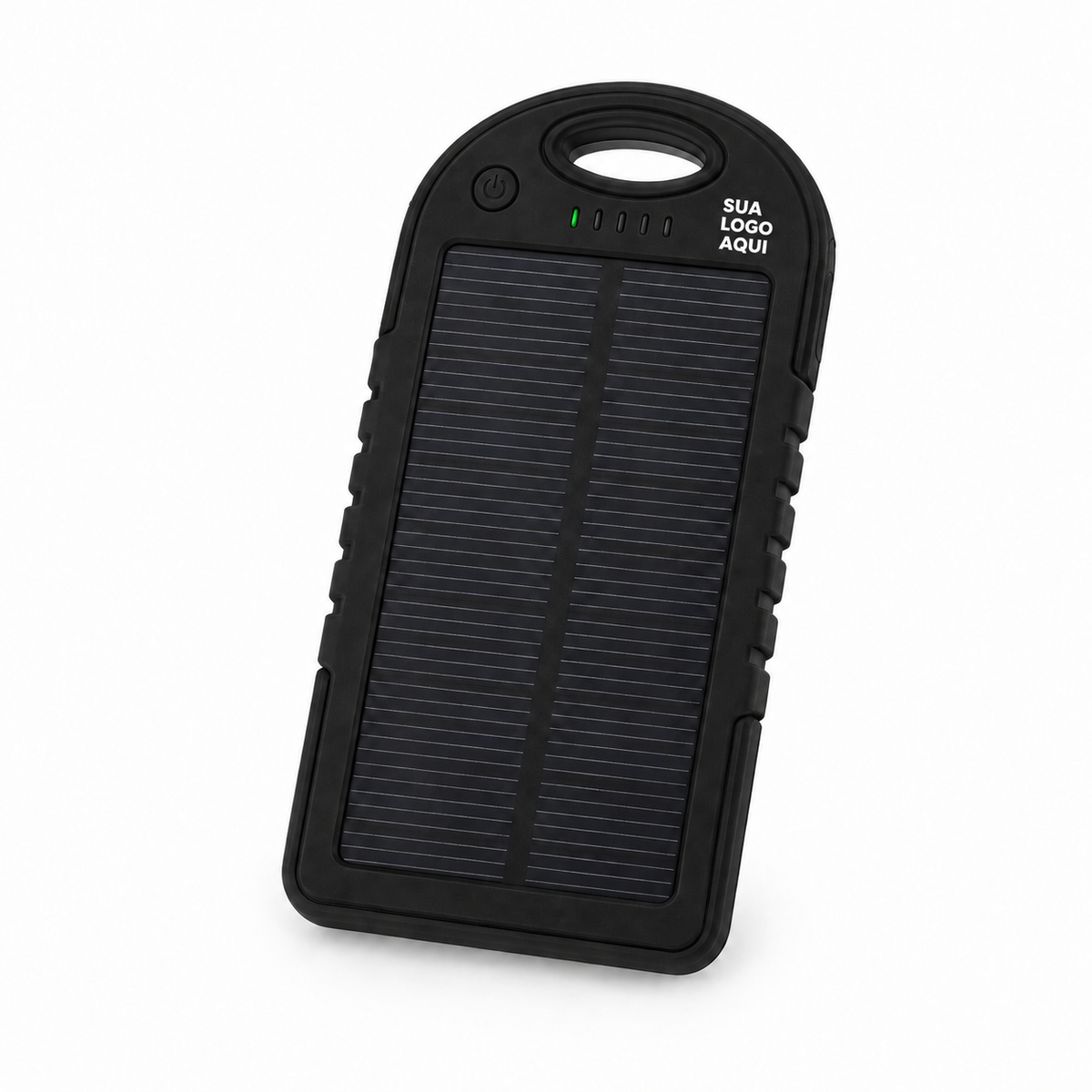 Power bank solar preto 3.000mAh com Sua Logo Aqui na parte superior